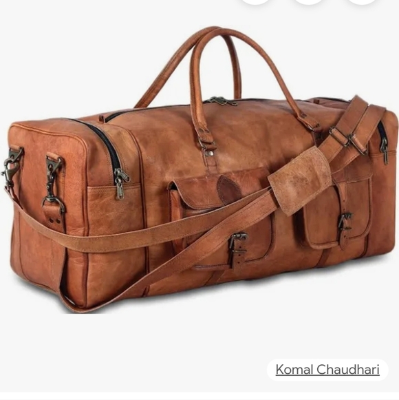 Komal's Passion Leather Weekender Duffel Bag - Picture 2 of 9